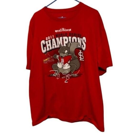 St. Louis Cardinals 2011 World Series Champs Rally Squirrel Size XL T-Shirt - Picture 1 of 4